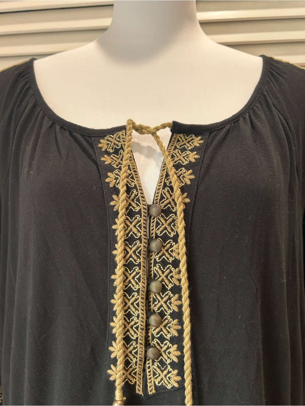 J. Jill Black Dress with Embroidery and Tassels NWT - Picture 3 of 9